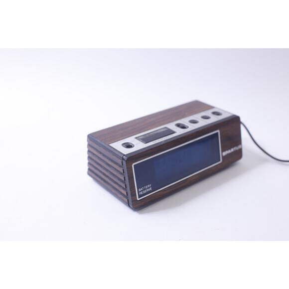 Sparta, 1960s, 1970s, Alarm Clock, Blue Numbers, Blue Light, Wood Faux, Small , - Picture 2 of 3